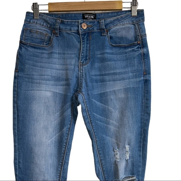 IRIS JEANS CUFFED SKINNY CROPS DISTRESSED WOMEN’S‎ DENIM JEANS SIZE 7 - Picture 4 of 14
